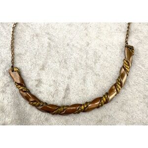 Vintage‎ Twisted Metal Necklace Gold Tone 16"